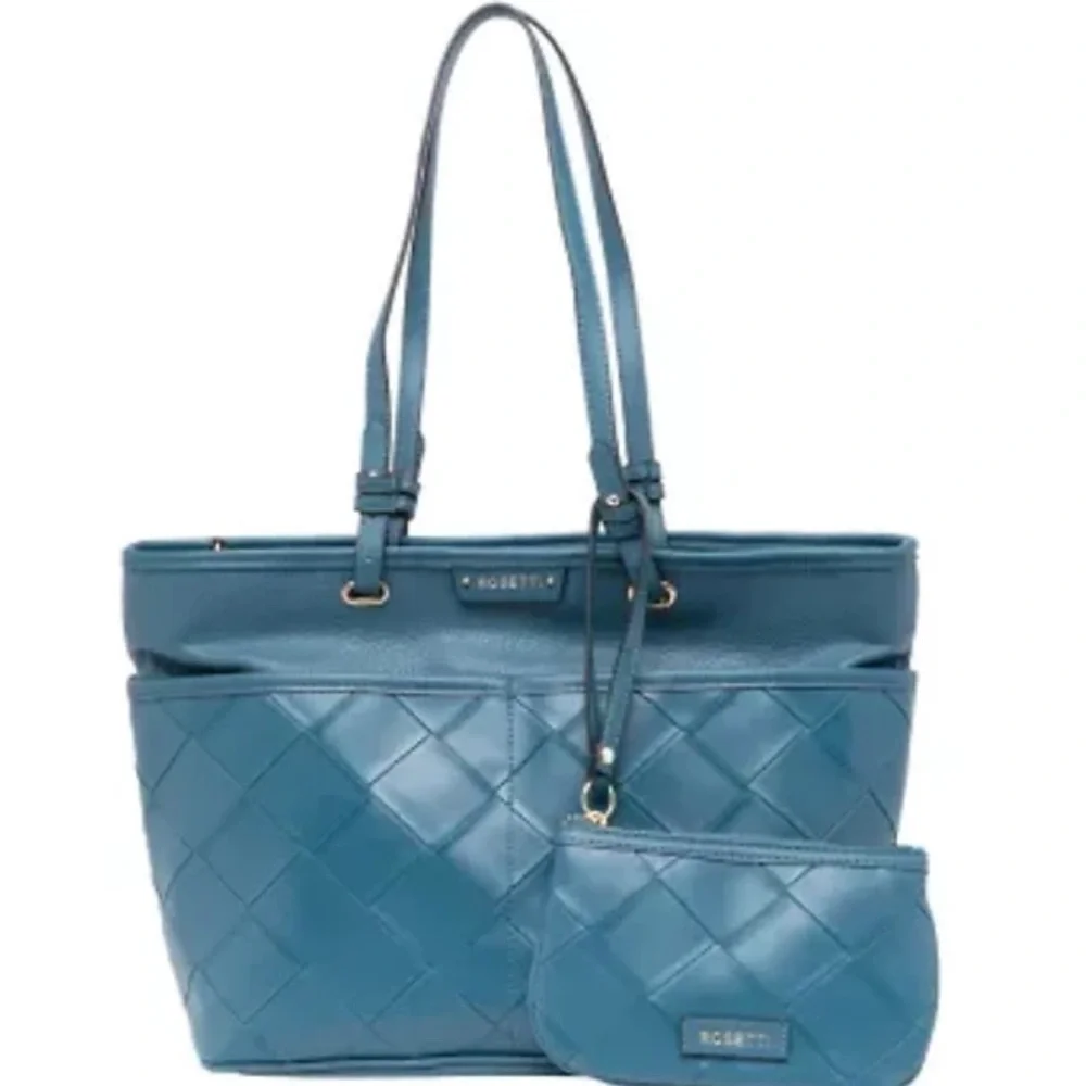 Rosetti Tessa Quilted Tote with Matching Pouch in Blue Shadow